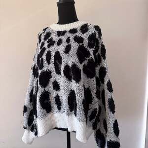 Mud Pie Black Leopard Print Oversized Sweater